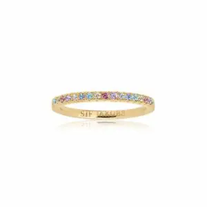 SJ R2869 XCZ YG ellera ring multi coloured zirconia packshot sif jakobs forgyldt soelv