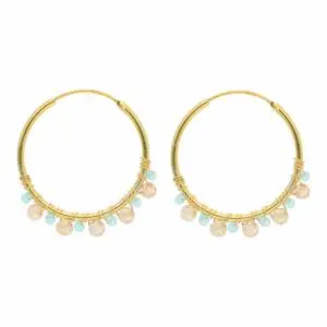 nuni copenhagen smykker A1178 Mynte Beige Blue Gold Oereringe Hoops forgyldt soelv packshot