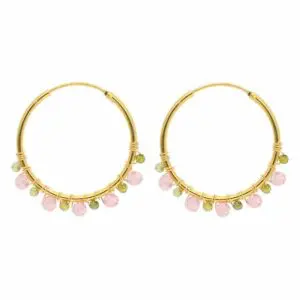 nuni copenhagen smykker A1178 Mynte Pink Green Gold Oereringe Hoops forgyldt soelv packshot